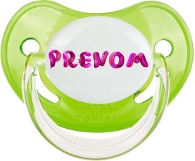 Tétine Prénom ou texte personnalisée alphabet style-40 :Vert classique embout physiologique 0/6 mois