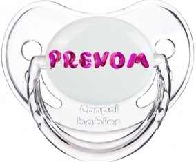 Tétine Prénom ou texte personnalisée alphabet style-40 :Transparent classique embout physiologique 0/6 mois