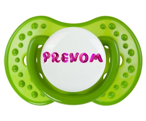 Tétine Prénom ou texte personnalisée alphabet style-40 :Vert classique Tétine embout Lovi Dynamic 0/6 mois