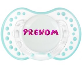 Tétine Prénom ou texte personnalisée alphabet style-40 :Retro-blanc-lagon classique Tétine embout Lovi Dynamic 0/6 mois