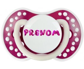 Tétine Prénom ou texte personnalisée alphabet style-40 :Fuchsia phosphorescente Tétine embout Lovi Dynamic 0/6 mois