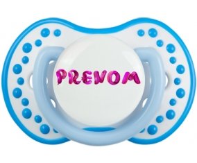 Tétine Prénom ou texte personnalisée alphabet style-40 :Blanc-bleu phosphorescente Tétine embout Lovi Dynamic 0/6 mois