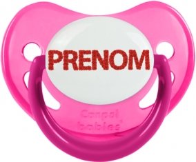 Tétine Prénom ou texte personnalisée alphabet style-41 :Rose phosphorescente embout physiologique 0/6 mois