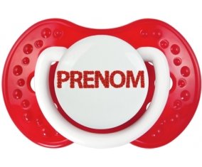 Tétine Prénom ou texte personnalisée alphabet style-41 :Blanc-rouge classique Tétine embout Lovi Dynamic 0/6 mois