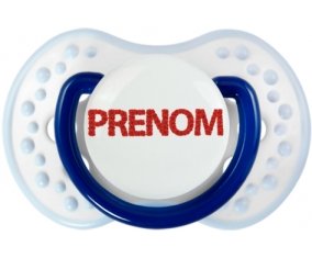 Tétine Prénom ou texte personnalisée alphabet style-41 :Marine-blanc-bleu classique Tétine embout Lovi Dynamic 0/6 mois
