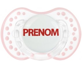 Tétine Prénom ou texte personnalisée alphabet style-41 :Retro-blanc-rose-tendre classique Tétine embout Lovi Dynamic 0/6 mois