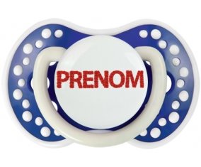 Tétine Prénom ou texte personnalisée alphabet style-41 :Bleu-marine phosphorescente Tétine embout Lovi Dynamic 0/6 mois