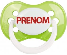 Tétine Prénom ou texte personnalisée alphabet style-41 :Vert classique Tétine embout anatomique 0/6 mois