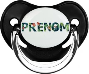 Tétine Prénom ou texte personnalisée alphabet style-42 :Noir classique embout physiologique 0/6 mois