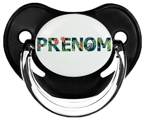 Tétine Prénom ou texte personnalisée alphabet style-42 :Noir classique embout physiologique 0/6 mois