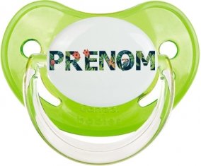 Tétine Prénom ou texte personnalisée alphabet style-42 :Vert classique embout physiologique 0/6 mois
