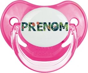 Tétine Prénom ou texte personnalisée alphabet style-42 :Rose classique embout physiologique 0/6 mois