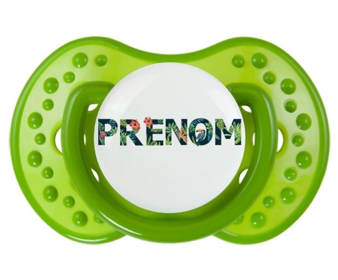 Tétine Prénom ou texte personnalisée alphabet style-42 :Vert classique Tétine embout Lovi Dynamic 0/6 mois