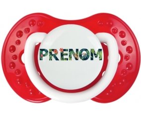 Tétine Prénom ou texte personnalisée alphabet style-42 :Blanc-rouge classique Tétine embout Lovi Dynamic 0/6 mois