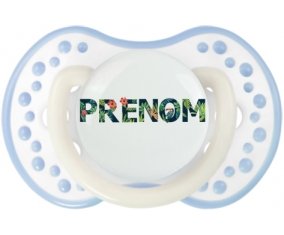 Tétine Prénom ou texte personnalisée alphabet style-42 :Blanc-cyan classique Tétine embout Lovi Dynamic 0/6 mois