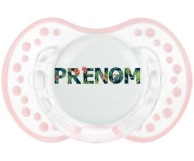 Tétine Prénom ou texte personnalisée alphabet style-42 :Retro-blanc-rose-tendre classique Tétine embout Lovi Dynamic 0/6 mois