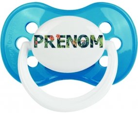 Tétine Prénom ou texte personnalisée alphabet style-42 :Cyan classique Tétine embout anatomique 0/6 mois