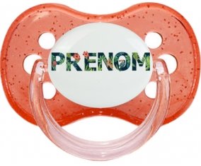 Tétine Prénom ou texte personnalisée alphabet style-42 :Rouge à paillette Tétine embout cerise 0/6 mois