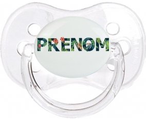 Tétine Prénom ou texte personnalisée alphabet style-42 :Transparent classique Tétine embout cerise 0/6 mois