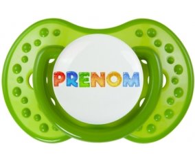 Tétine Prénom ou texte personnalisée alphabet style-43 :Vert classique Tétine embout Lovi Dynamic 0/6 mois