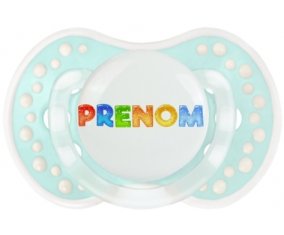 Tétine Prénom ou texte personnalisée alphabet style-43 :Retro-turquoise-lagon classique Tétine embout Lovi Dynamic 0/6 mois