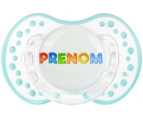 Tétine Prénom ou texte personnalisée alphabet style-43 :Retro-blanc-lagon classique Tétine embout Lovi Dynamic 0/6 mois