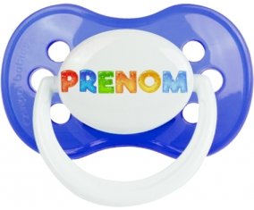 Tétine Prénom ou texte personnalisée alphabet style-43 :Bleu classique Tétine embout anatomique 0/6 mois