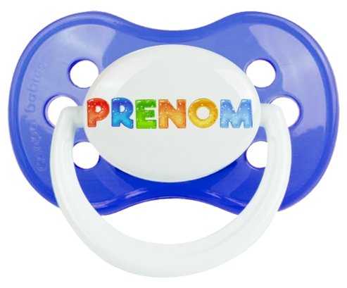 Tétine Prénom ou texte personnalisée alphabet style-43 :Bleu classique Tétine embout anatomique 0/6 mois