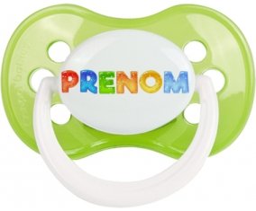 Tétine Prénom ou texte personnalisée alphabet style-43 :Vert classique Tétine embout anatomique 0/6 mois