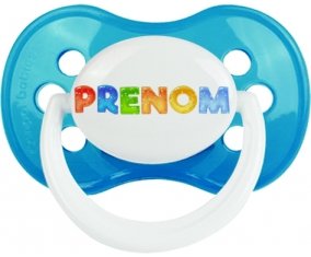 Tétine Prénom ou texte personnalisée alphabet style-43 :Cyan classique Tétine embout anatomique 0/6 mois