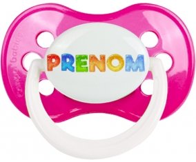 Tétine Prénom ou texte personnalisée alphabet style-43 :Rose foncé classique Tétine embout anatomique 0/6 mois