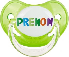 Tétine Prénom ou texte personnalisée alphabet style-44 :Vert classique embout physiologique 0/6 mois