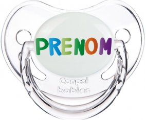 Tétine Prénom ou texte personnalisée alphabet style-44 :Transparent classique embout physiologique 0/6 mois
