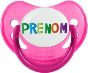 Tétine Prénom ou texte personnalisée alphabet style-44 :Rose phosphorescente embout physiologique 0/6 mois