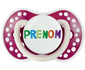 Tétine Prénom ou texte personnalisée alphabet style-44 :Fuchsia phosphorescente Tétine embout Lovi Dynamic 0/6 mois