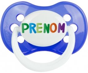 Tétine Prénom ou texte personnalisée alphabet style-44 :Bleu classique Tétine embout anatomique 0/6 mois