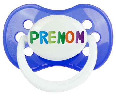 Tétine Prénom ou texte personnalisée alphabet style-44 :Bleu classique Tétine embout anatomique 0/6 mois