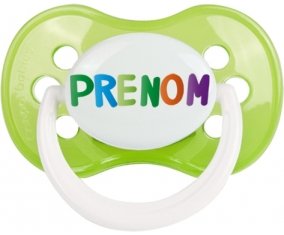 Tétine Prénom ou texte personnalisée alphabet style-44 :Vert classique Tétine embout anatomique 0/6 mois