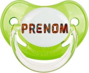 Tétine Prénom ou texte personnalisée alphabet style-45 :Vert classique embout physiologique 0/6 mois