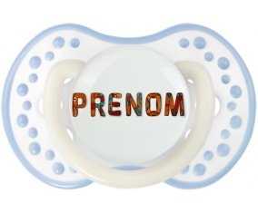Tétine Prénom ou texte personnalisée alphabet style-45 :Blanc-cyan classique Tétine embout Lovi Dynamic 0/6 mois