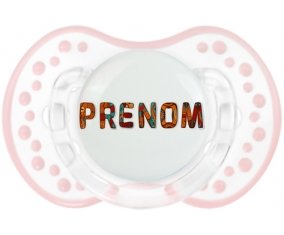 Tétine Prénom ou texte personnalisée alphabet style-45 :Retro-blanc-rose-tendre classique Tétine embout Lovi Dynamic 0/6 mois