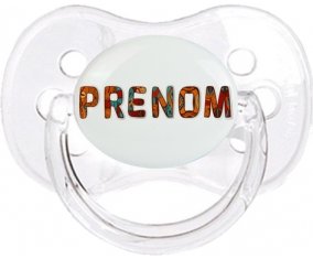 Tétine Prénom ou texte personnalisée alphabet style-45 :Transparent classique Tétine embout cerise 0/6 mois