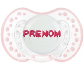 Tétine Prénom ou texte personnalisée alphabet style-46 :Retro-blanc-rose-tendre classique Tétine embout Lovi Dynamic 0/6 mois