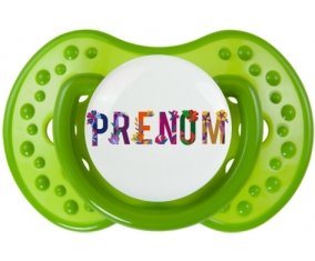 Tétine Prénom ou texte personnalisée alphabet style-47 :Vert classique Tétine embout Lovi Dynamic 0/6 mois