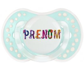 Tétine Prénom ou texte personnalisée alphabet style-47 :Retro-turquoise-lagon classique Tétine embout Lovi Dynamic 0/6 mois