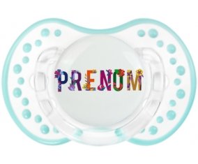 Tétine Prénom ou texte personnalisée alphabet style-47 :Retro-blanc-lagon classique Tétine embout Lovi Dynamic 0/6 mois