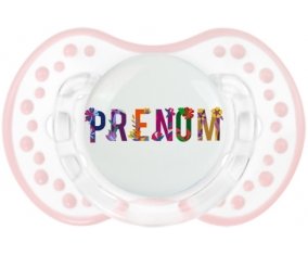 Tétine Prénom ou texte personnalisée alphabet style-47 :Retro-blanc-rose-tendre classique Tétine embout Lovi Dynamic 0/6 mois