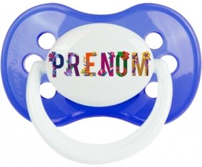 Tétine Prénom ou texte personnalisée alphabet style-47 :Bleu classique Tétine embout anatomique 0/6 mois
