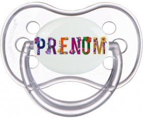 Tétine Prénom ou texte personnalisée alphabet style-47 :Transparente classique Tétine embout anatomique 0/6 mois