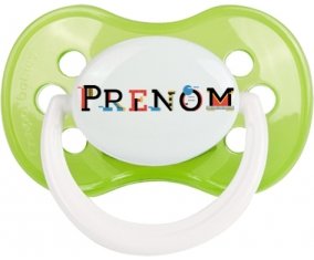 Tétine Prénom ou texte personnalisée alphabet style-49 :Vert classique Tétine embout anatomique 0/6 mois